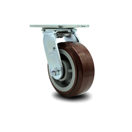 Service Caster 5 Inch Polyurethane Wheel Swivel Caster with Roller Bearing SCC-30CS520-PPUR